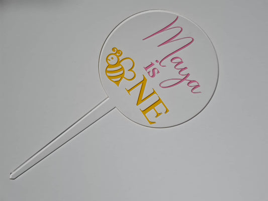 Bee 1st Birthday Cake Topper