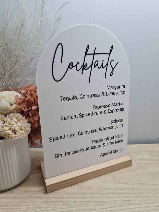 A4 Cocktails Drinks List