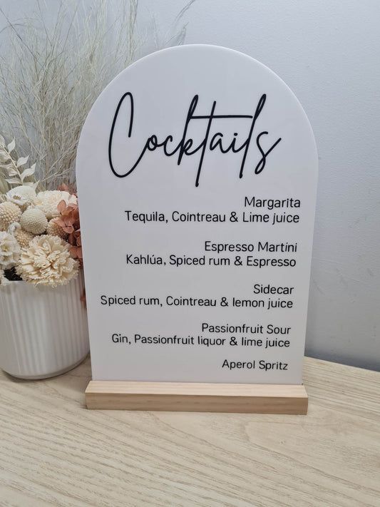 A4 Cocktails Drinks List