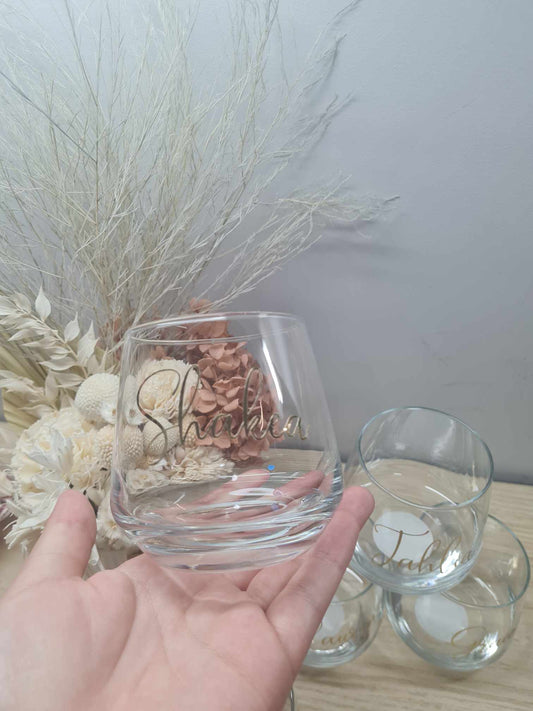 Stemless Glasses with Name Only