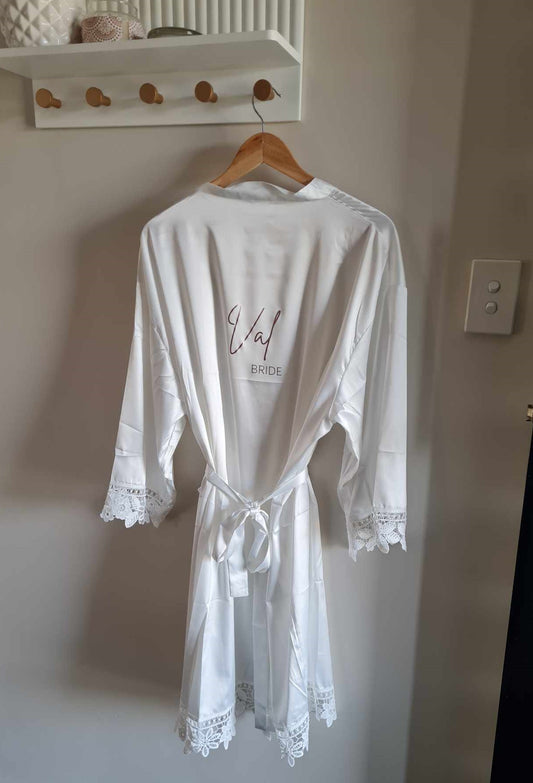 Satin Lace Robes - White