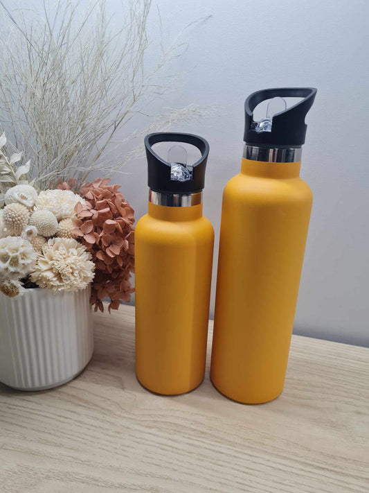 Yellow Water Bottle with Straw 500/750ml