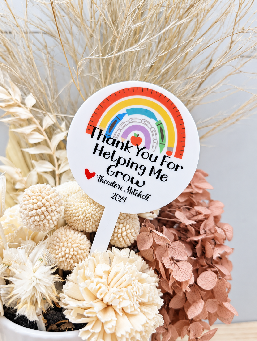 Personalised Helping Me Grow Rainbow Plant Stake