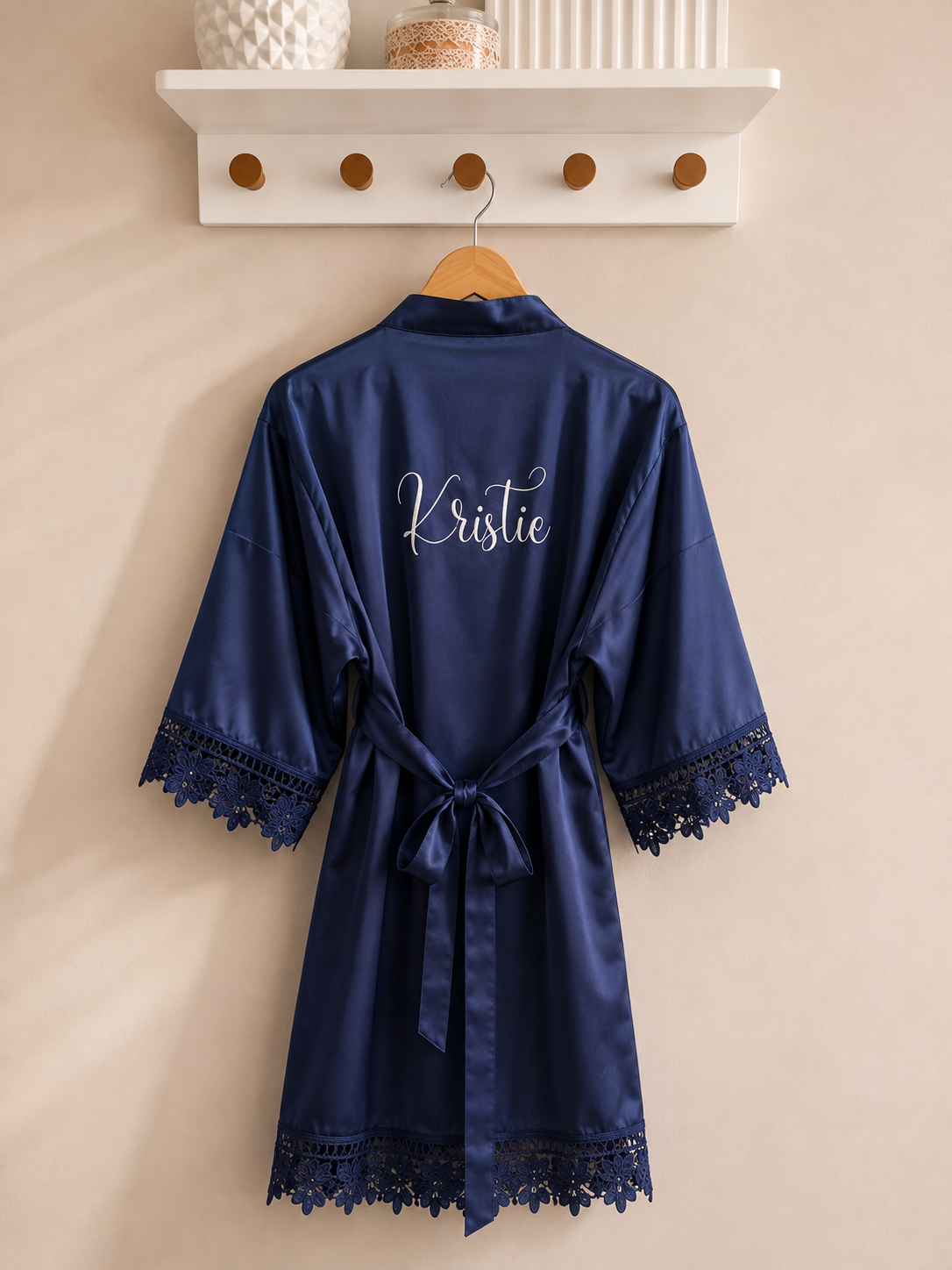 Personalised Satin Lace Robe