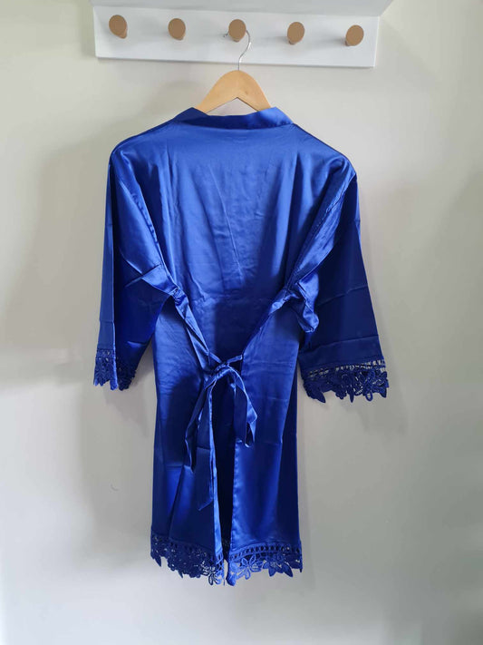 Satin Lace Robes - Royal Blue