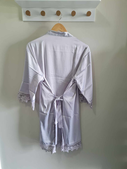 Satin Lace Robes - Silver