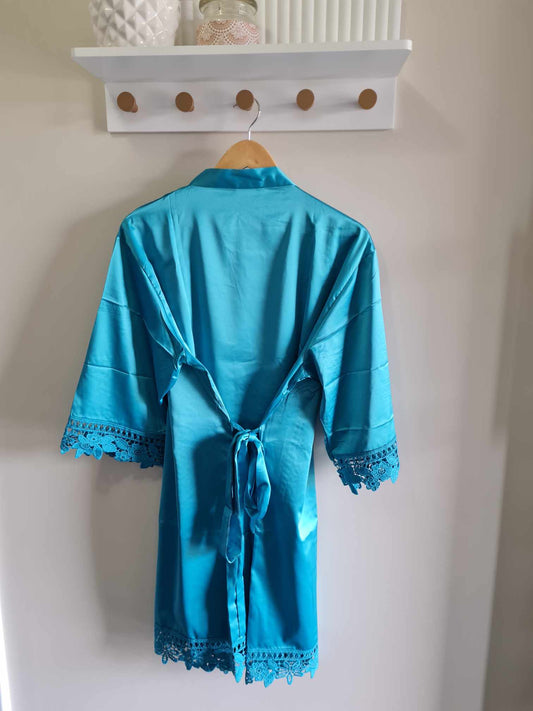 Satin Lace Robes - Turquoise
