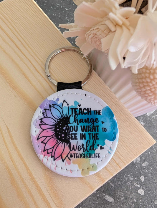 Round Teach the Change Keyring