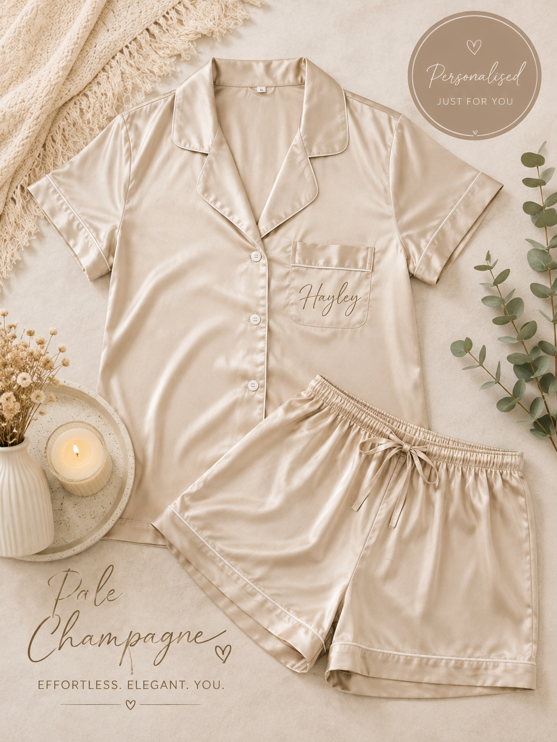 Personalised Satin Short Set Pyjamas
