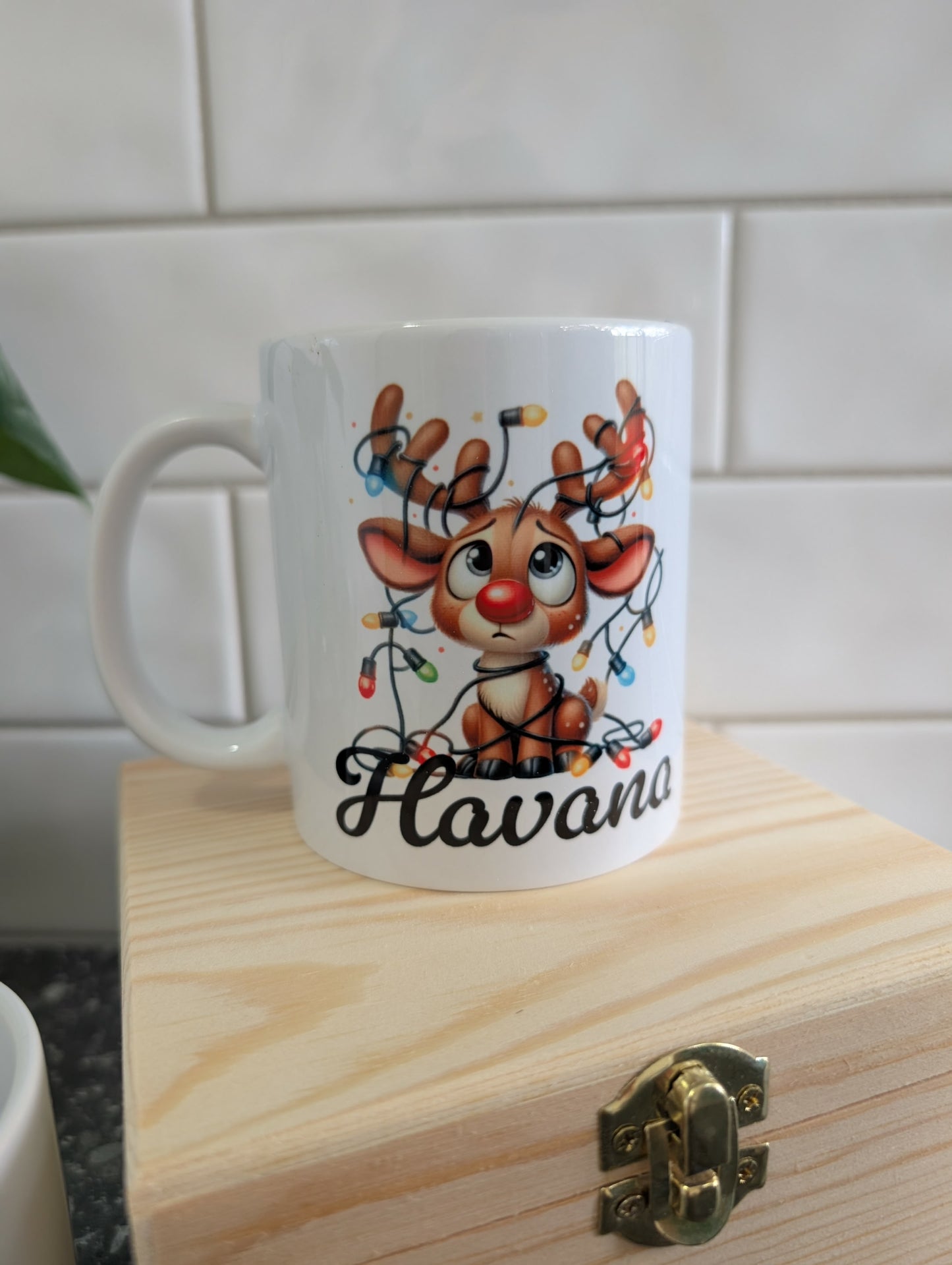 Lights Reindeer Christmas Mug