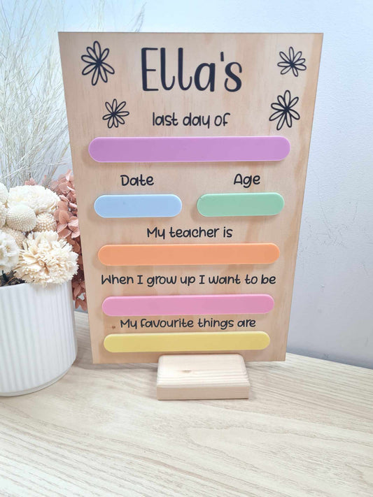 First and Last Day of Board Floral Pastel