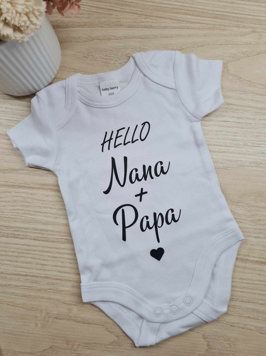 Hello Grandma + Grandpa Onesie