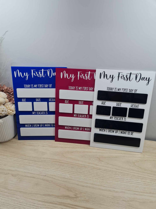 First and Last Day of Board Acrylic Blue