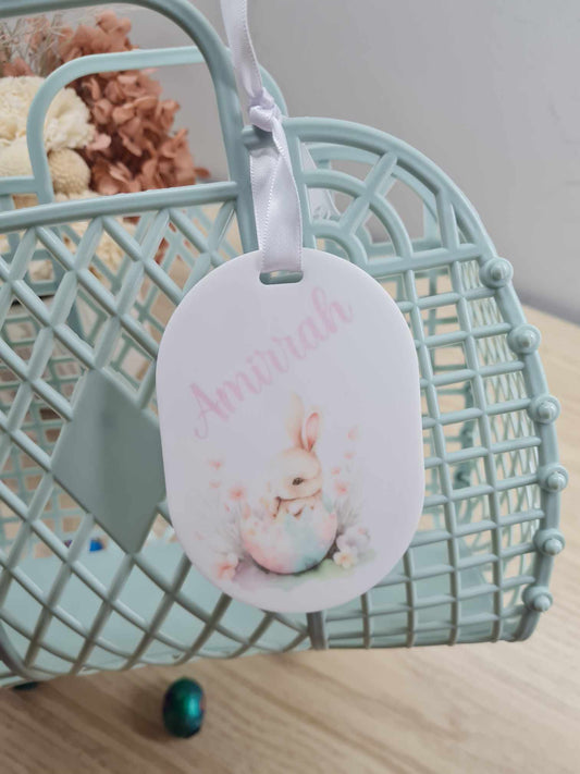 Bunny in Egg Easter Bag Tag
