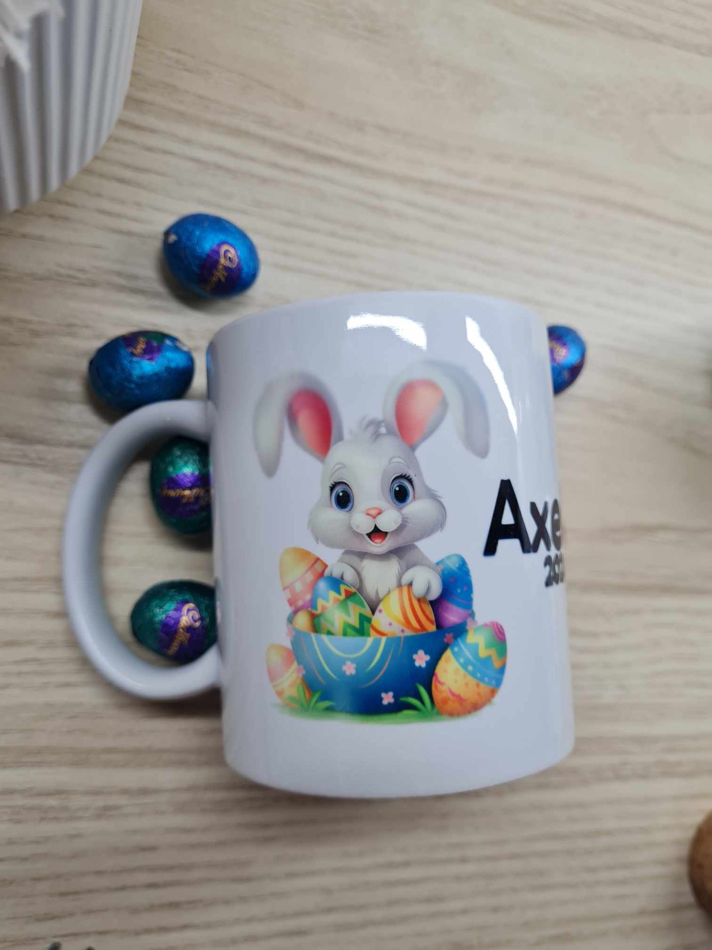 Boy Bunny with Eggs Mug
