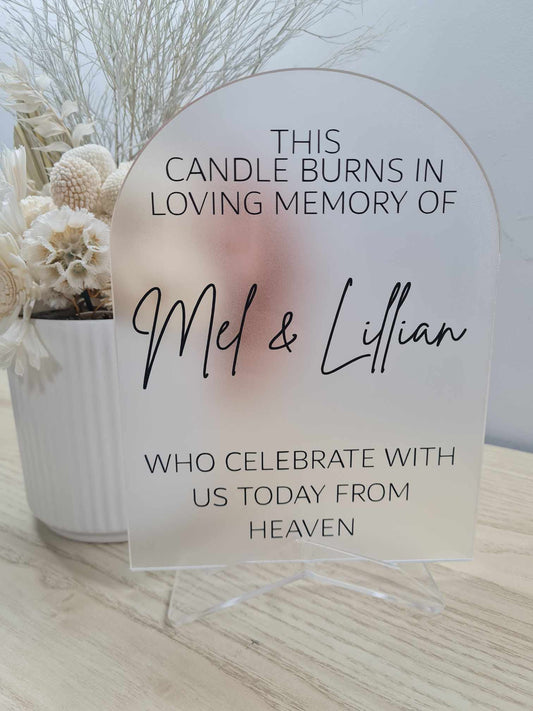 This Candle Burns in Loving Memory of Names Sign