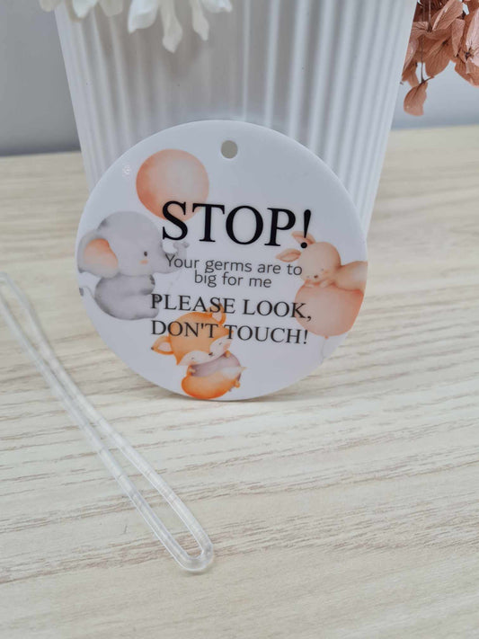 Stop! Don't Touch Pram Sign - Baby Animals