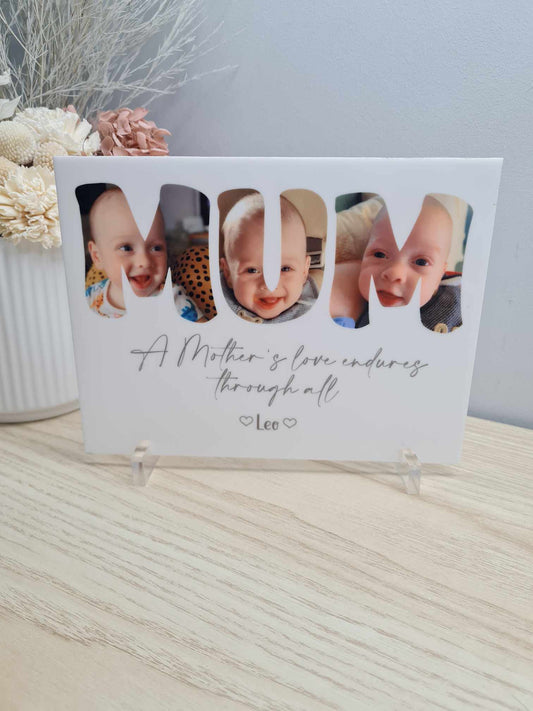 Mum Photo with Personalised Message Plaque