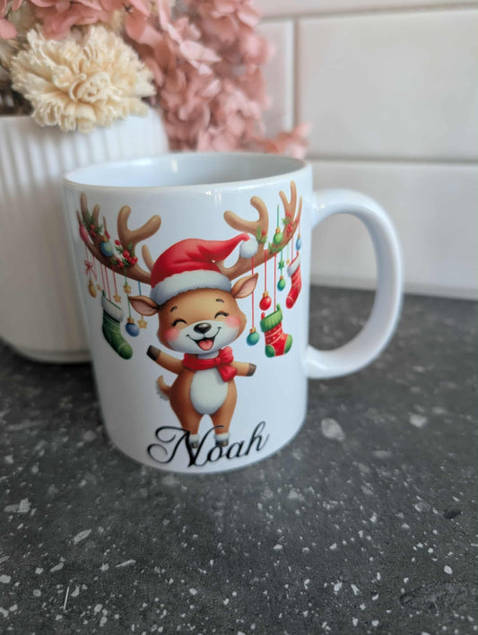 Stocking Reindeer Christmas Mug
