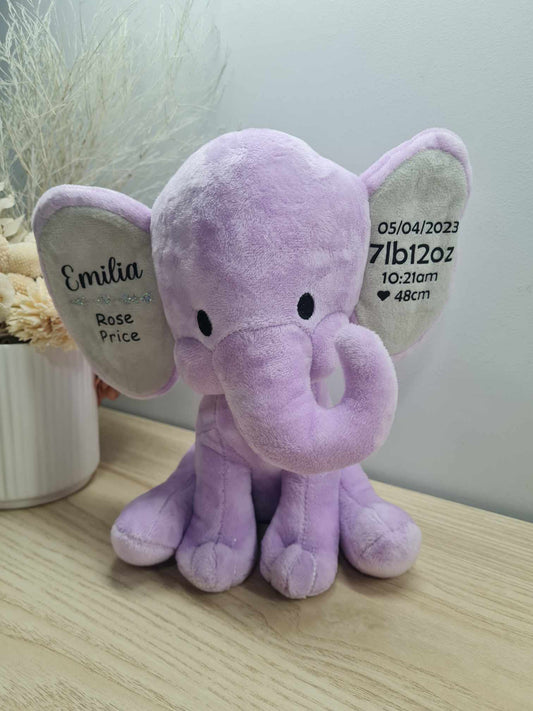 Baby Birth Detail Elephant - Lilac