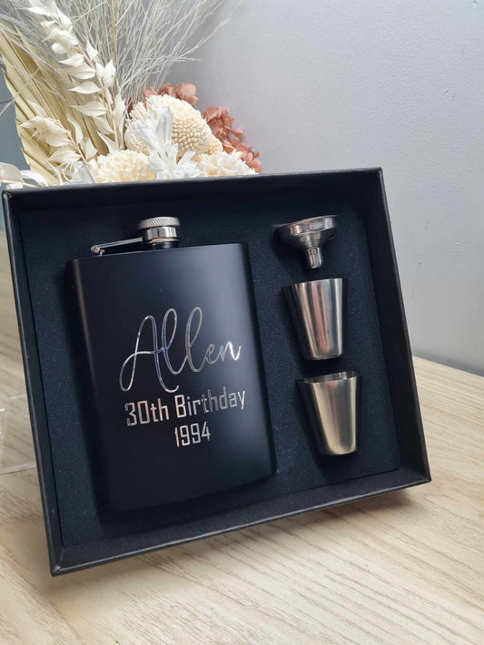 Personalised Birthday Hip Flask – Name Design