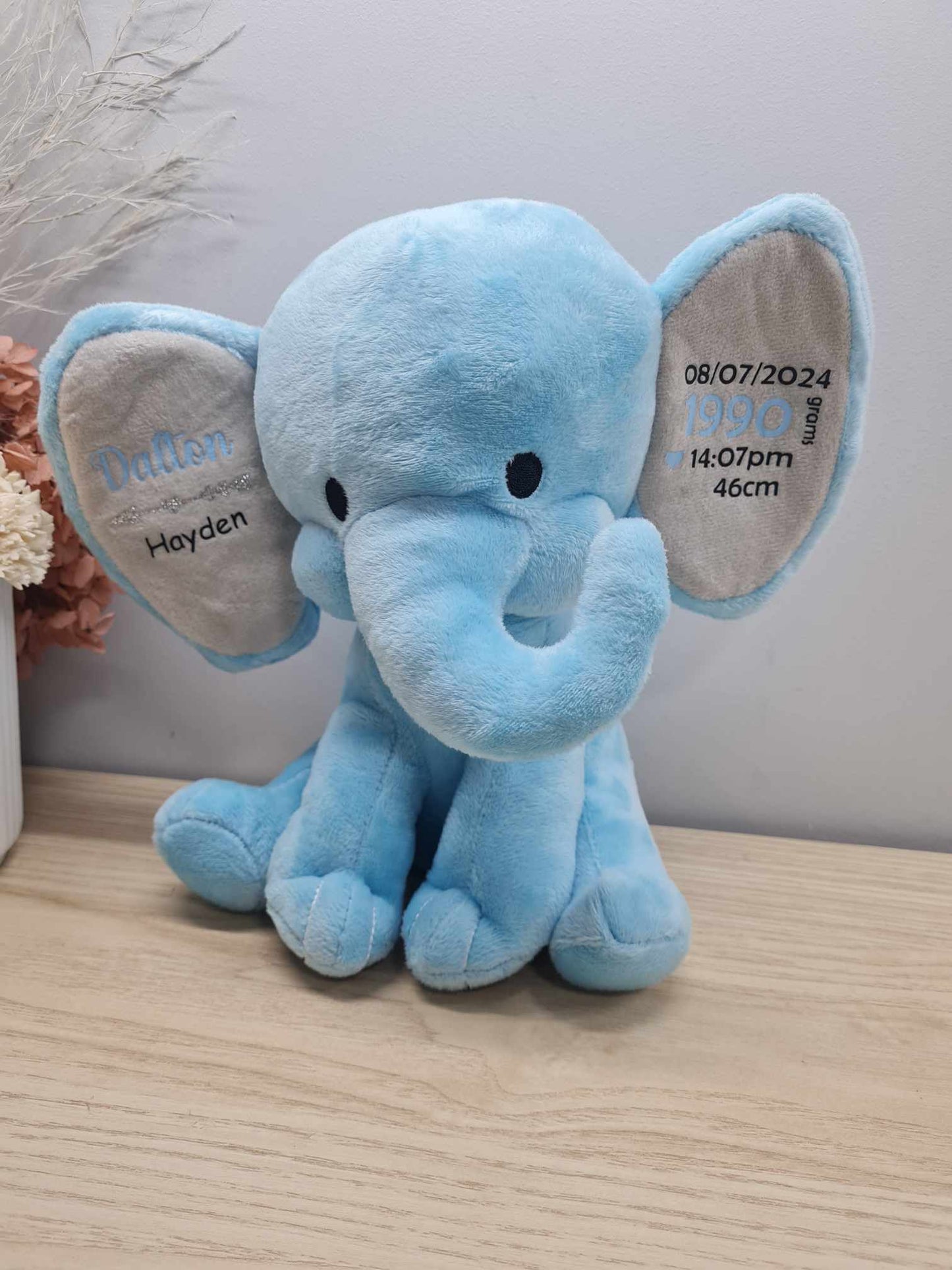 Baby Birth Detail Elephant - Blue Light Ear