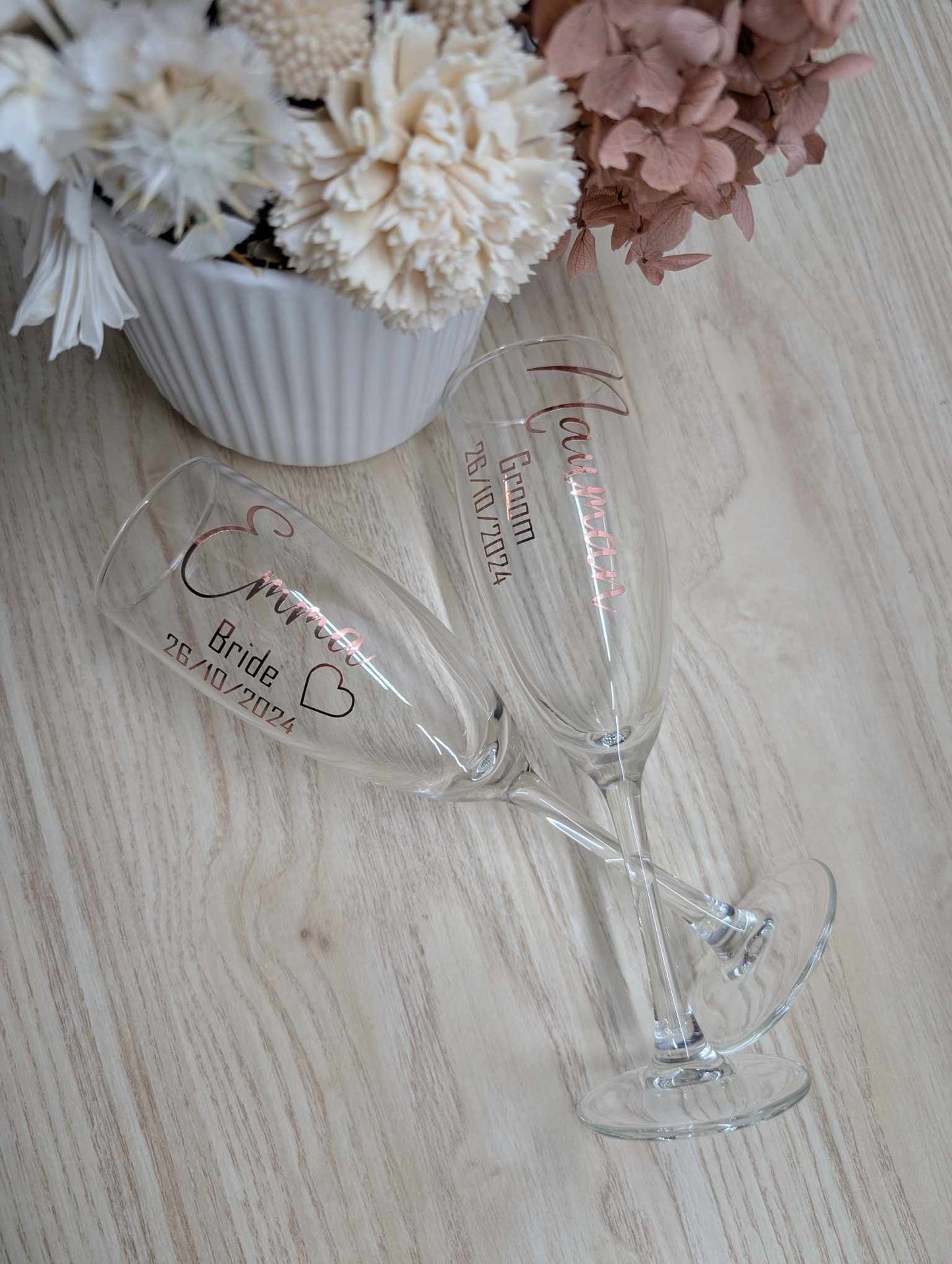 Flute Glass with Title and Date