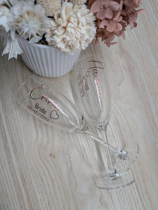 Flute Glass with Title and Date