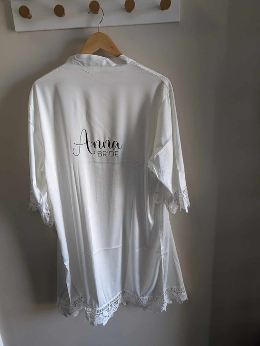Satin Lace Robes - White