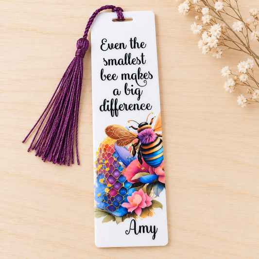Personalised Bee Difference Aluminium Bookmark