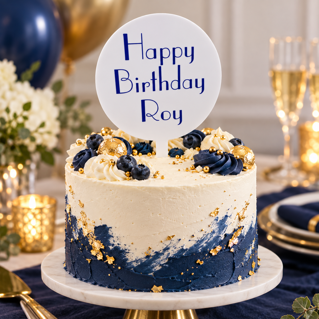 Happy Birthday Round Cake Topper