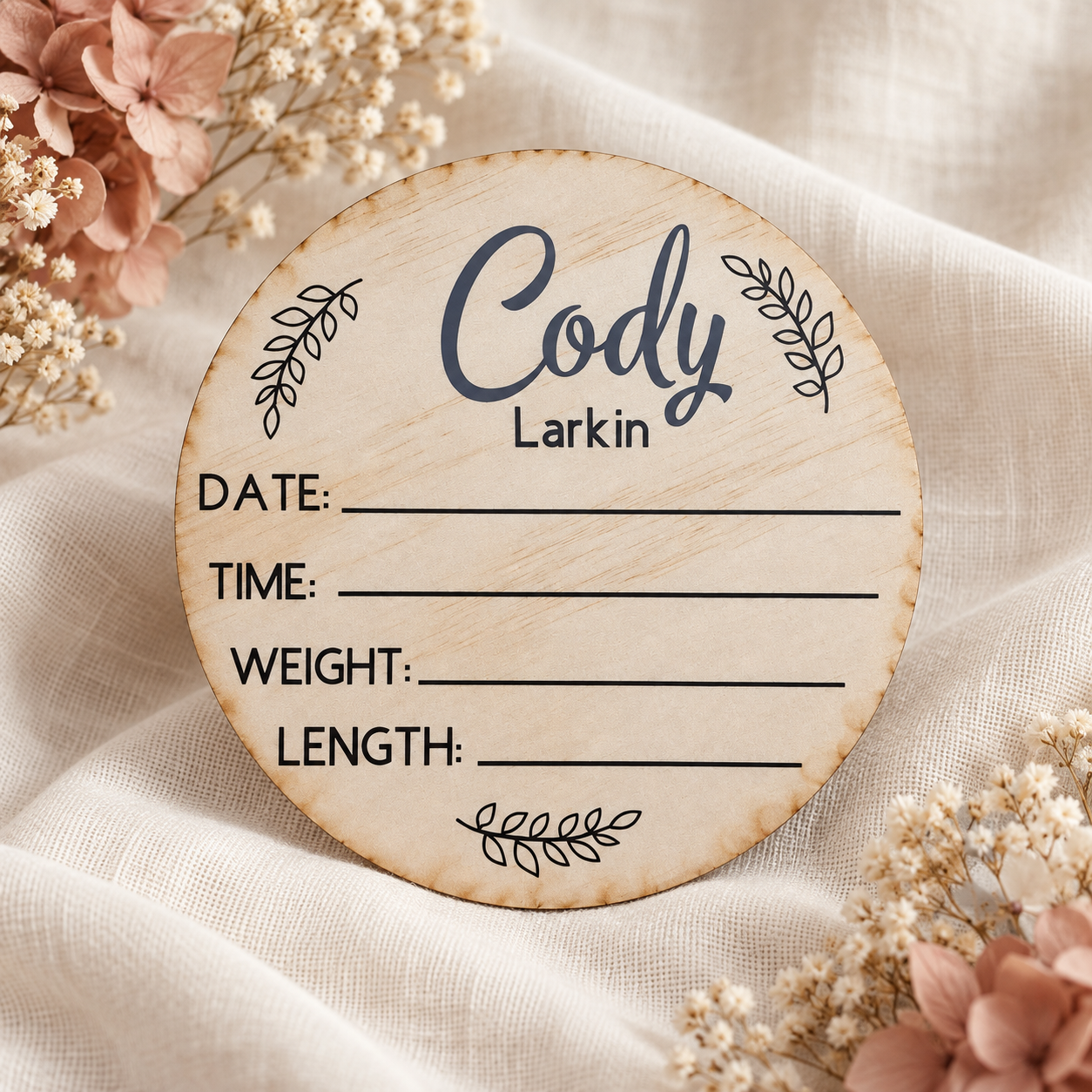 Personalised Hello World Birth Announcement Disc