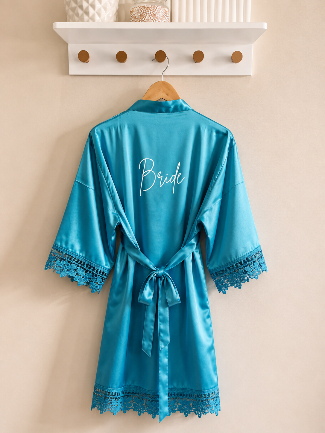 Personalised Satin Lace Robe