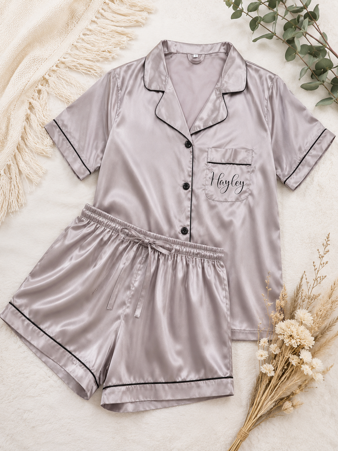 Personalised Satin Short Set Pyjamas