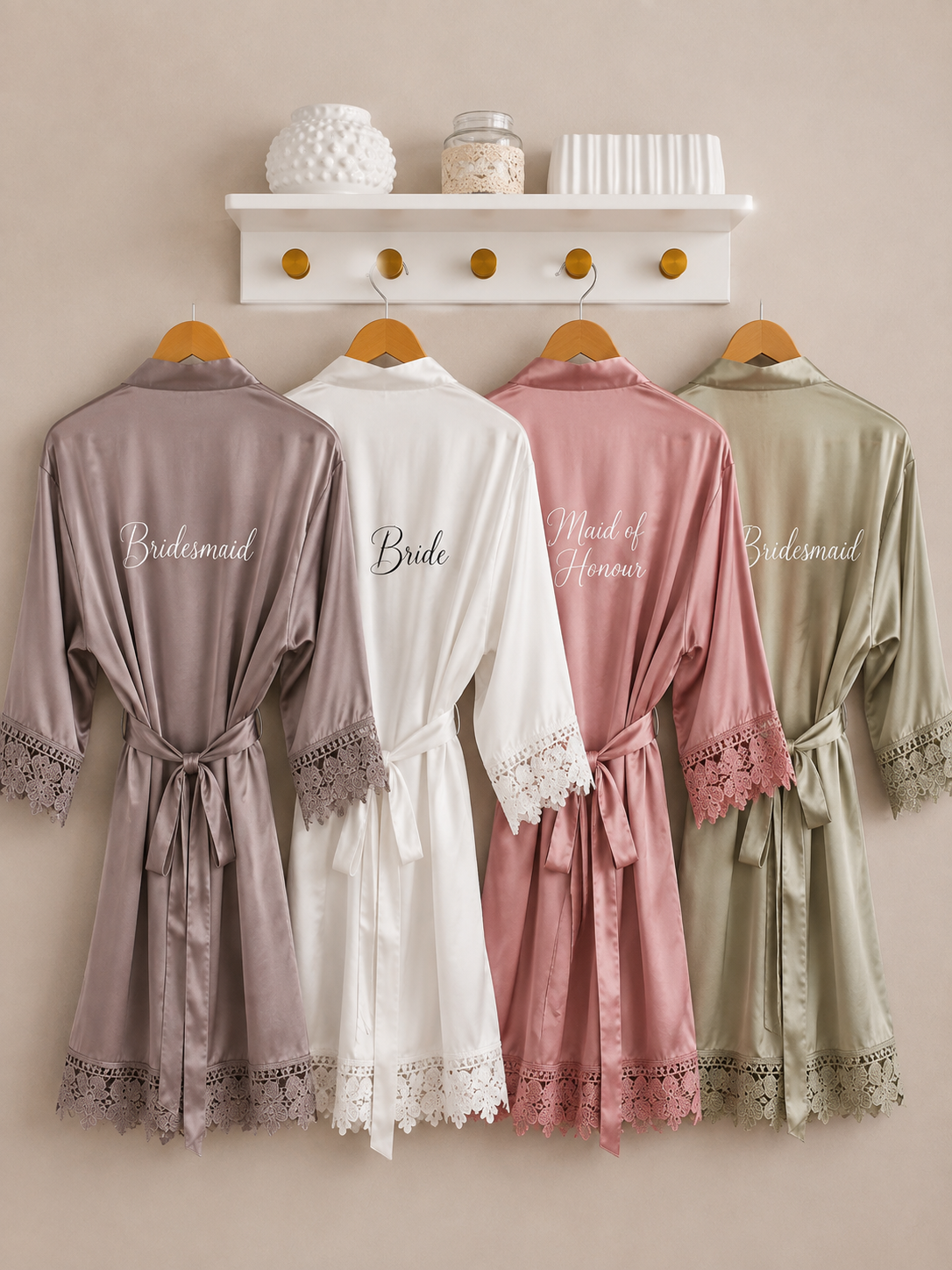 Personalised Satin Lace Robe