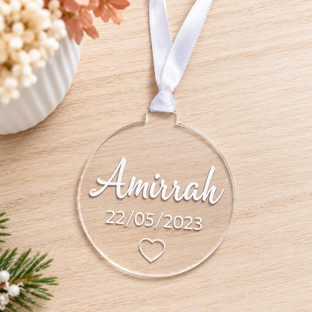 Personalised Name & Date Christmas Bauble