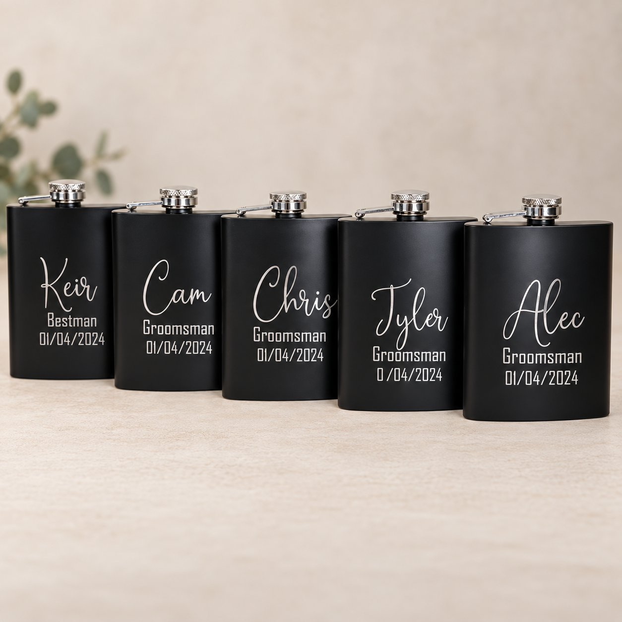 Personalised Bridal Party Hip Flask – Name Design