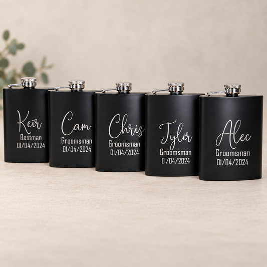 Personalised Bridal Party Hip Flask – Name Design