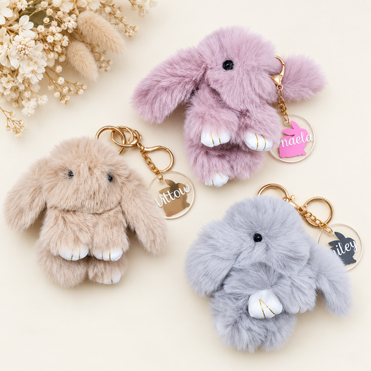 Personalised Fluffy Bunny Keychain