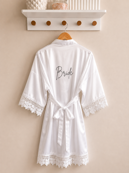 Personalised Satin Lace Robe