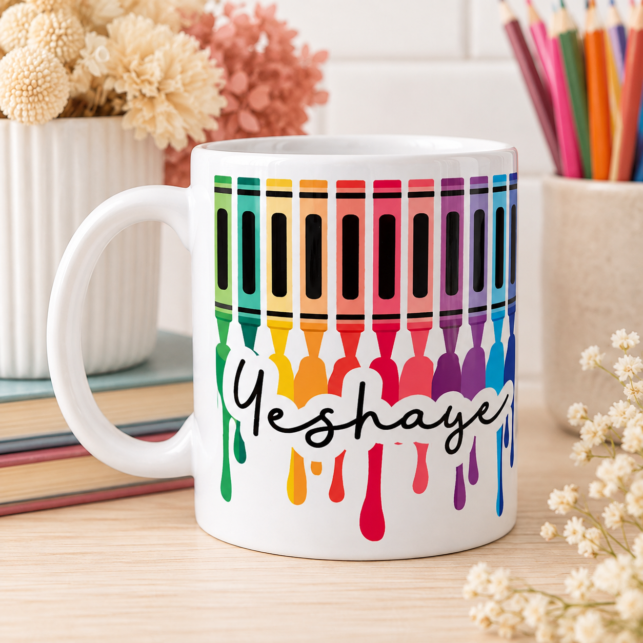 Colourful Crayons Personalised Teacher Mug