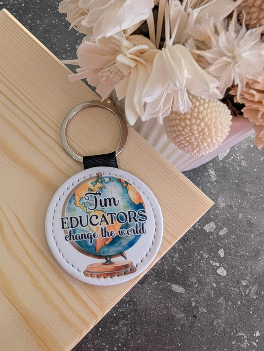 Round Change the Word Keyring