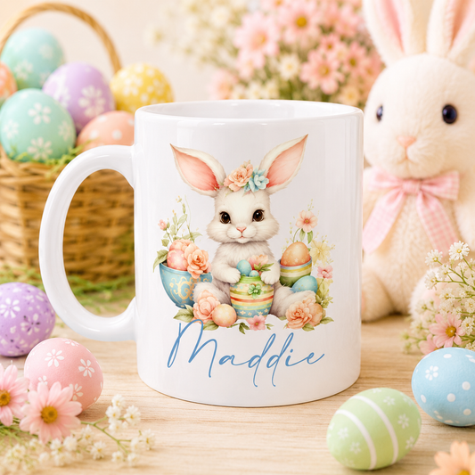 Floral Easter Bunny Personalised Mug