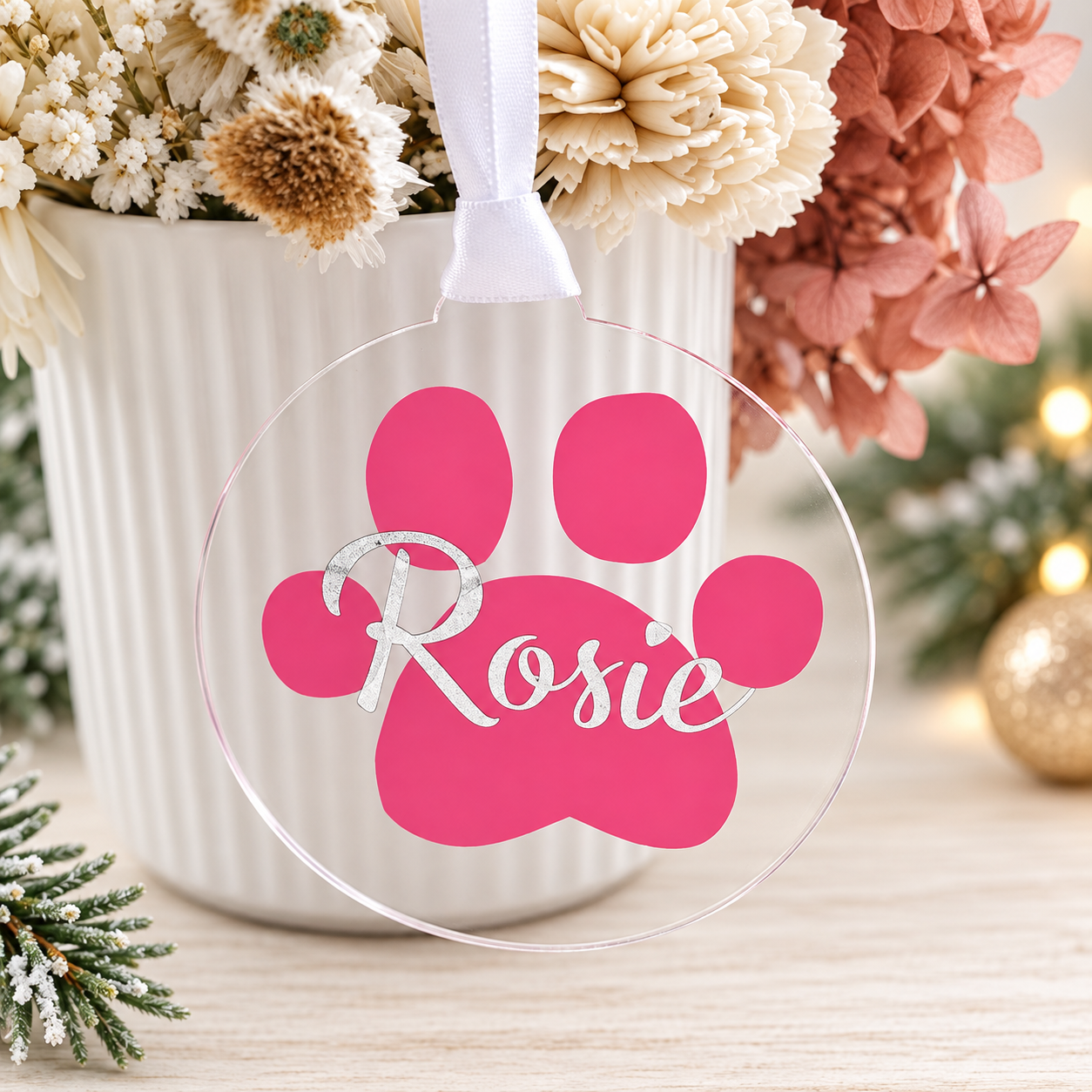 Personalised Pet Paw Christmas Bauble