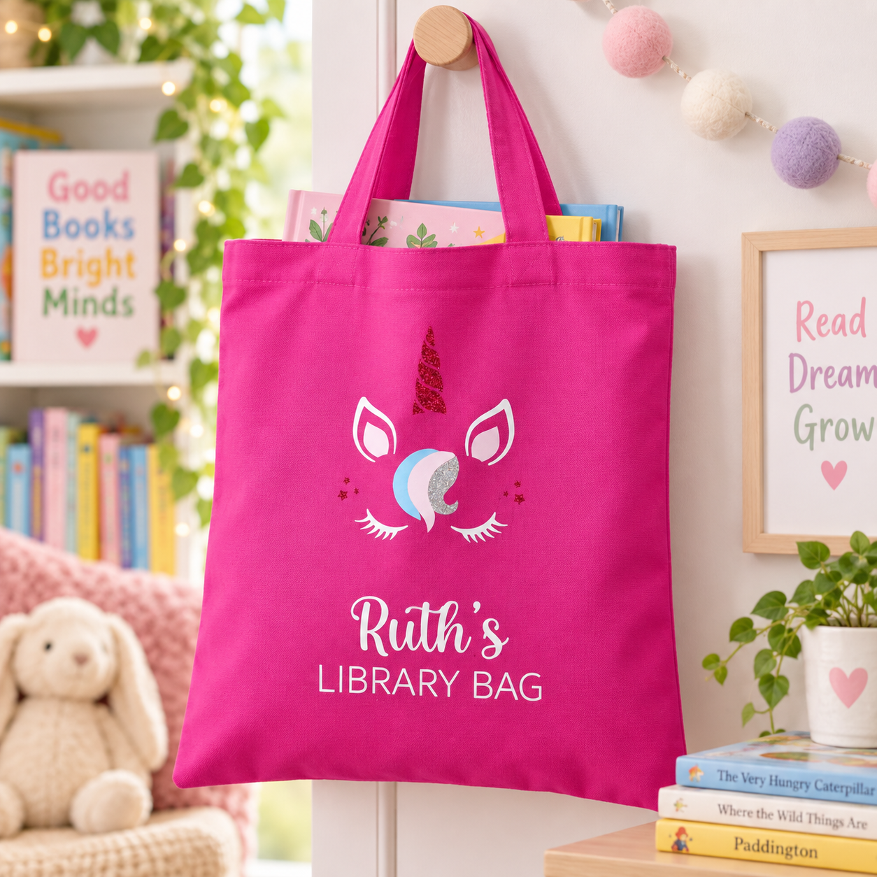 Personalised Unicorn Library Bag