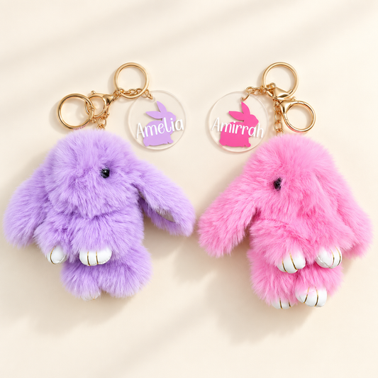Personalised Fluffy Bunny Keychain