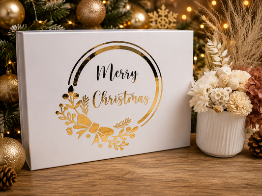 Merry Christmas Wreath Magnetic Gift Box