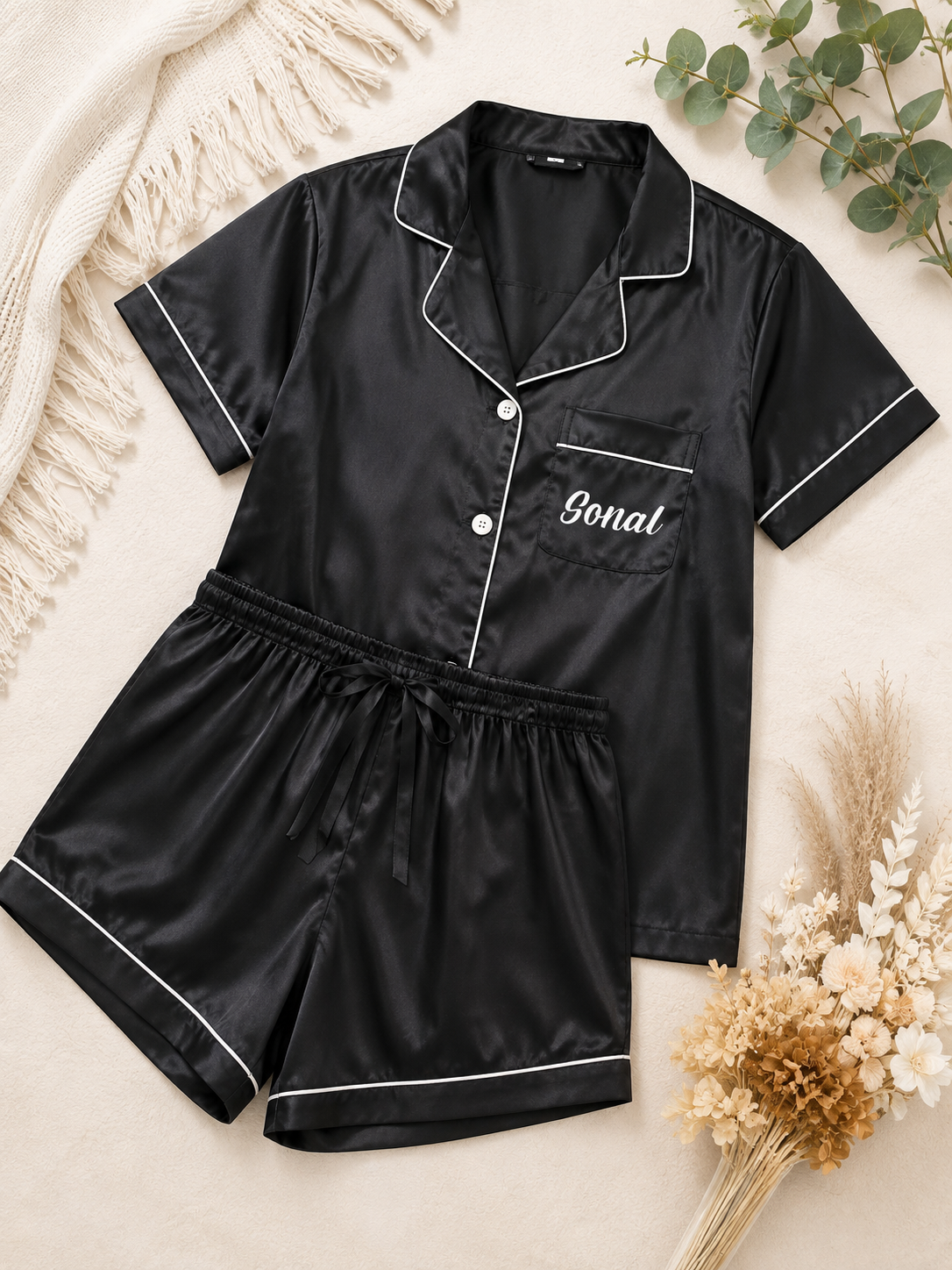 Personalised Satin Short Set Pyjamas