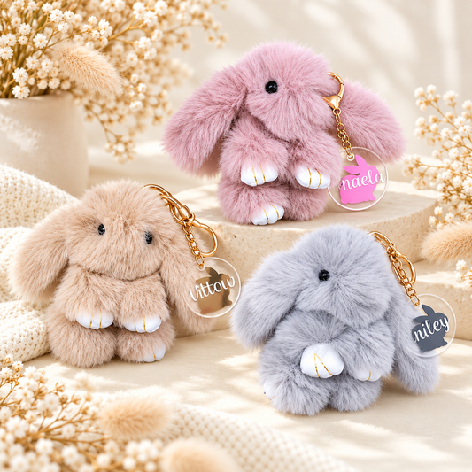Personalised Fluffy Bunny Keychain