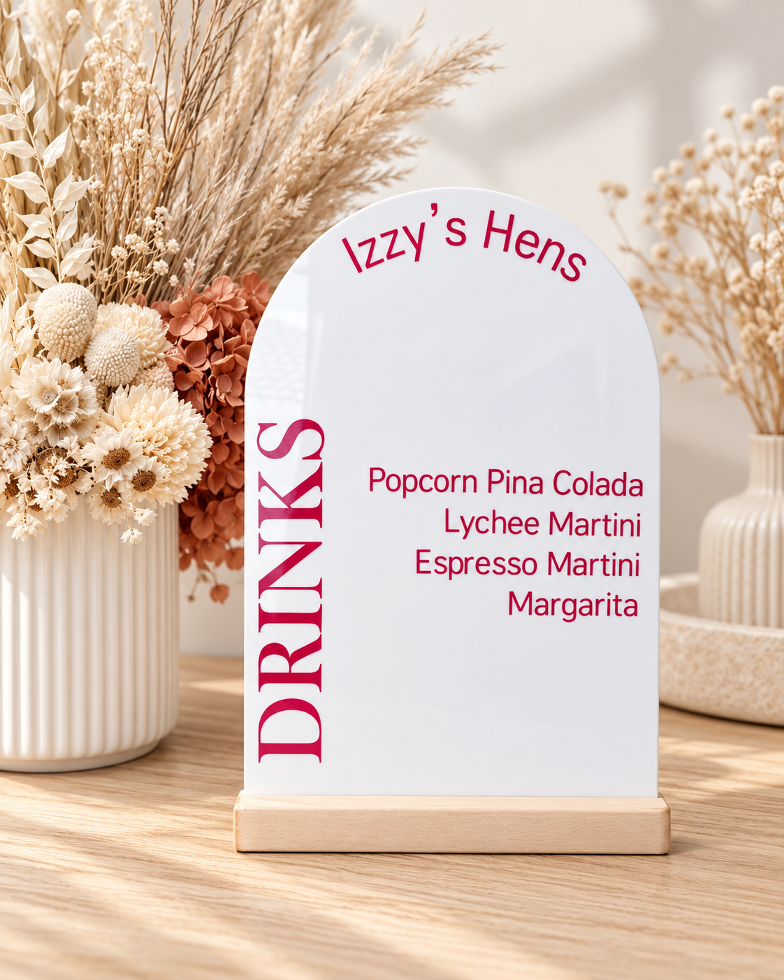 A4 Personalised Drinks List Sign – Wedding &amp; Event Bar Menu